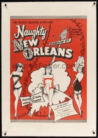 9d316 NAUGHTY NEW ORLEANS linen 1sh R59 Bourbon St. showgirls in the French Quarter after dark!