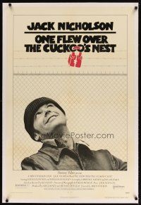 9d324 ONE FLEW OVER THE CUCKOO'S NEST linen 1sh '75 smiling Jack Nicholson, Milos Forman classic!