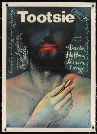 9d145 TOOTSIE linen Polish 27x38 '84 Dustin Hoffman, different Walkuski art of man w/lipstick!