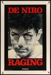 9d336 RAGING BULL linen teaser 1sh '80 Martin Scorsese, classic close up of boxer Robert De Niro!