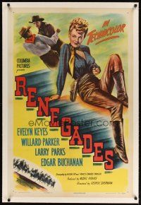 9d344 RENEGADES linen style B 1sh '46 different full-length image of sexy cowgirl Evelyn Keyes!