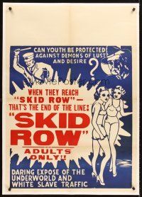 9d360 SKID ROW linen 1sh '50 can youth be protected against demons of lust & desire, great taglines!