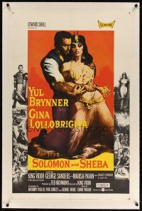 9d361 SOLOMON & SHEBA linen 1sh '59 Yul Brynner with hair & super sexy Gina Lollobrigida!
