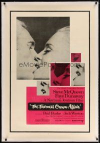 9d381 THOMAS CROWN AFFAIR linen 1sh '68 best kiss close up of Steve McQueen & sexy Faye Dunaway!