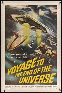 9d391 VOYAGE TO THE END OF THE UNIVERSE linen 1sh '64 AIP, Ikarie XB 1, cool outer space sci-fi art!