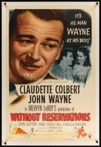 9d401 WITHOUT RESERVATIONS linen 1sh R53 he-man John Wayne at his best, pretty Anne Triola