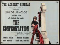9e182 CONFRONTATION Academy Cinema British quad '68 Miklos Jansco's Fenyes szelek, Strausfeld art!