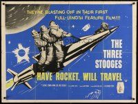 9e186 HAVE ROCKET WILL TRAVEL British quad '59 wonderful sci-fi art of The Three Stooges in space!