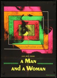 9e104 MAN & A WOMAN Canadian commercial poster '66 Claude Lelouch's Un homme et une femme!