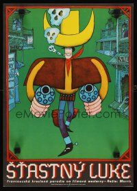 9e208 LUCKY LUKE Czech 11x16 '73 Daisy Town, Hlavaty western cartoon art of cowboy in big hat!