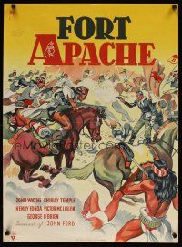 9e225 FORT APACHE Danish '49 John Ford, completely different battle art by Aage Lundvald!