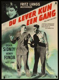 9e241 YOU ONLY LIVE ONCE Danish R48 Fritz Lang classic noir, Fonda, Sylvia Sidney, Wenzel art