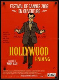 9e173 HOLLYWOOD ENDING French 15x21 '02 cool cartoon art of director/star Woody Allen by Floc'h!
