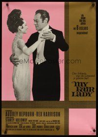 9e122 MY FAIR LADY German '64 different image of Audrey Hepburn & Rex Harrison dancing!
