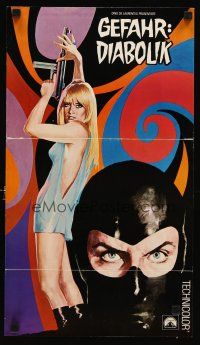 9e115 DANGER: DIABOLIK German program cover '68 Bava, art of John Phillip Law & sexy Marisa Mell!