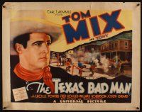 9e055 TEXAS BAD MAN 1/2sh '32 cowboy Tom Mix close portrait + shootout in the street!