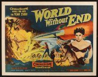 9e062 WORLD WITHOUT END style A 1/2sh '56 cool different sci-fi art of sexy woman & giant spider!