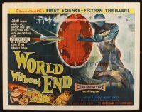 9e061 WORLD WITHOUT END style B 1/2sh '56 CinemaScope's first sci-fi thriller, incredible art!