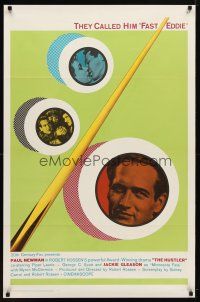 9e072 HUSTLER 1sh R64 Paul Newman, completely different with pool cue & images in balls!