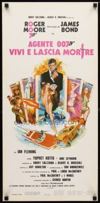 9e158 LIVE & LET DIE Italian locandina R70s art of Roger Moore as James Bond by Robert McGinnis!
