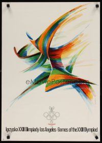 9e244 GAMES OF THE XXIII OLYMPIAD Polish 19x27 '81 cool Olympics art by Karol Sliwka!