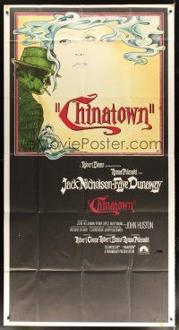 9f191 CHINATOWN int'l 3sh '74 art of Jack Nicholson & Faye Dunaway by Jim Pearsall, Roman Polanski