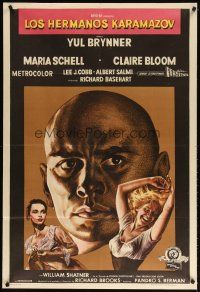 9f303 BROTHERS KARAMAZOV Argentinean '58 headshot of Yul Brynner + Maria Schell & Claire Bloom!