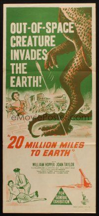 9f257 20 MILLION MILES TO EARTH Aust daybill '57 creature invades the Earth, monster stone litho!