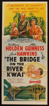 9f262 BRIDGE ON THE RIVER KWAI pre-Awards Aust daybill '58 Holden, David Lean classic, stone litho!