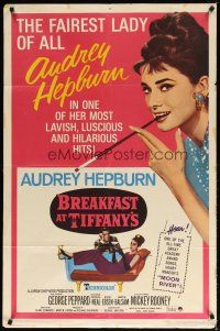 9f011 BREAKFAST AT TIFFANY'S 1sh R65 luscious Audrey Hepburn is the Fairest Lady of all!
