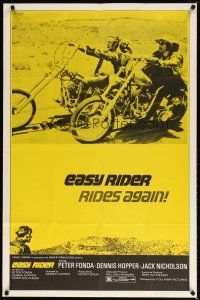 9f015 EASY RIDER 1sh R72 different classic image of Peter Fonda & Dennis Hopper on motorcycles!