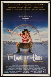 9f017 EVEN COWGIRLS GET THE BLUES 1sh '93 great image of sexy hitchhiker Uma Thurman!