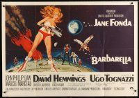 9f292 BARBARELLA German 33x47 '68 sexiest sci-fi art of Jane Fonda by Robert McGinnis, Vadim!