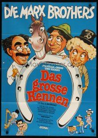 9f299 DAY AT THE RACES German R82 great different cartoon art of the Marx Brothers, horse racing!