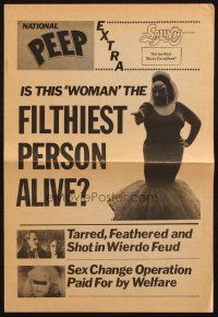 9f206 PINK FLAMINGOS herald '72 Divine, Mink Stole, John Waters classic , cool newspaper style!