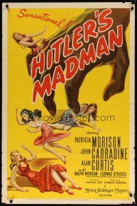 9f025 HITLER'S MADMAN 1sh '43 Nazi leader in Czechoslovakia makes young girls prostitutes!