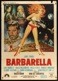 9f281 BARBARELLA Italian 1p '68 sexiest sci-fi art of Jane Fonda by Antonio Mos, Roger Vadim!