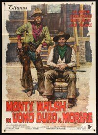 9f284 MONTE WALSH Italian 1p '70 different art of cowboy Lee Marvin & Jack Palance by Ciriello!