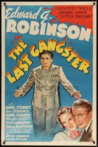 9f030 LAST GANGSTER style D 1sh '37 different stone litho of Edward G. Robinson & James Stewart!