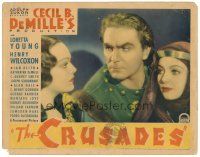 9f116 CRUSADES LC '35 close up of Henry Wilcoxon between Katherine DeMille & Loretta Young!