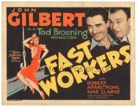 9f076 FAST WORKERS TC '33 Tod Browning, Robert Armstrong, John Gilbert, art of sexy Mae Clarke!