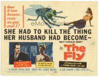 9f077 FLY TC '58 classic sci-fi, Vincent Price, Owens had to kill the thing her husband had become