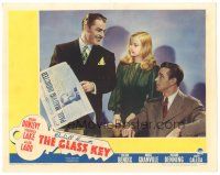 9f126 GLASS KEY LC '42 Veronica Lake between Alan Ladd & Brian Donlevy with newspaper!