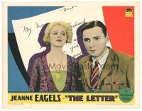 9f143 LETTER LC '29 Jeanne Eagels & Herbert Marshall, from classic W. Somerset Maugham play!