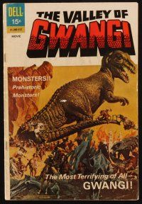 9f204 VALLEY OF GWANGI pressbook '69 Harryhausen, cowboys & dinosaurs + color comic book & herald!