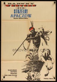 9f325 APACHE RIFLES Polish 23x33 '66 Audie Murphy, Rapnicki art of Native American on horseback!