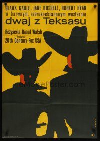9f404 TALL MEN Polish 23x33 '65 cool different cowboy silhouette artwork by Wiktor Gorka!