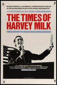 9f042 TIMES OF HARVEY MILK 1sh '84 he was powerful, charismatic, compassionate, gay & assassinated!