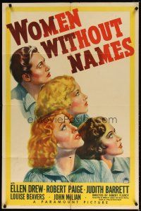 9f043 WOMEN WITHOUT NAMES 1sh '40 great artwork of Ellen Drew & her fellow female convicts!