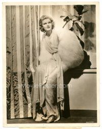 9f222 PERSONAL PROPERTY deluxe candid 10x13 still '37 Jean Harlow relaxing at home in great dress!